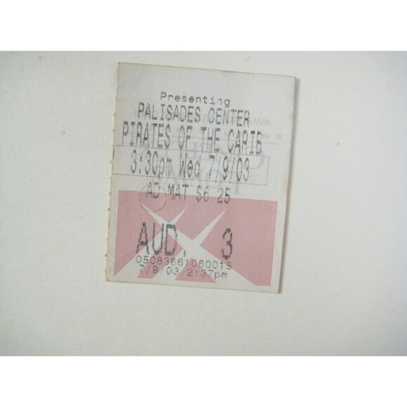 Pirates Of The Caribbean Movie Ticket Stub July 9 2003 Palisades Center Theater - Picture 1 of 3